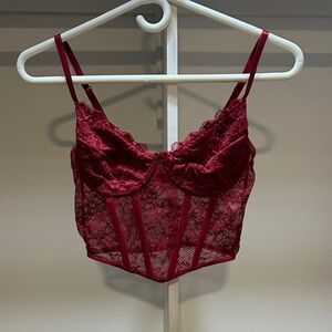 Lace Longline Bralette - Burgundy